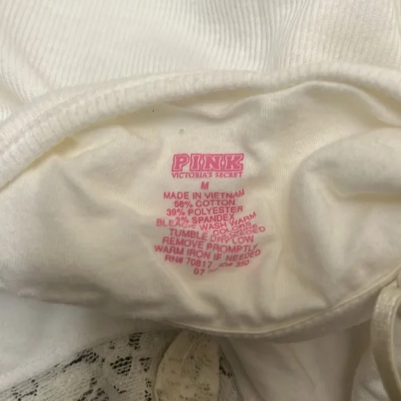 Pink White Lace Trim Camisole  Size Medium. - Picture 6 of 9